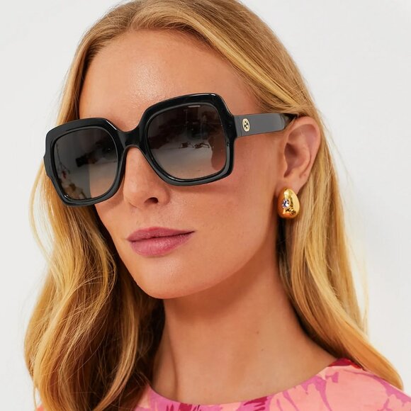 Gucci Women Sunglasses Black Gradient Grey Polarized Square GG1337S 002 NEW - Picture 1 of 10
